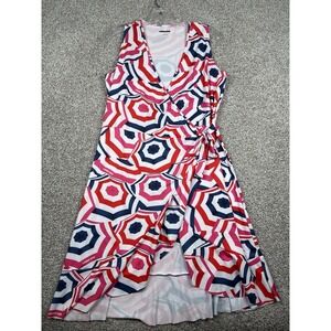 Lands' End Beach Classic Cobalt Beach Umbrella Wrap Swim Coverup Ruffle Hem Sz S